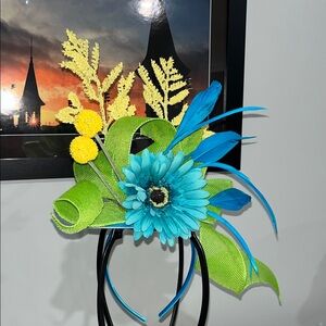 Vibrant Blue and Green Derby Fascinator